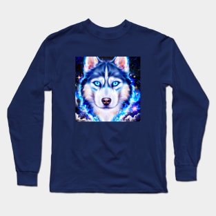 Neon Husky Dog Long Sleeve T-Shirt